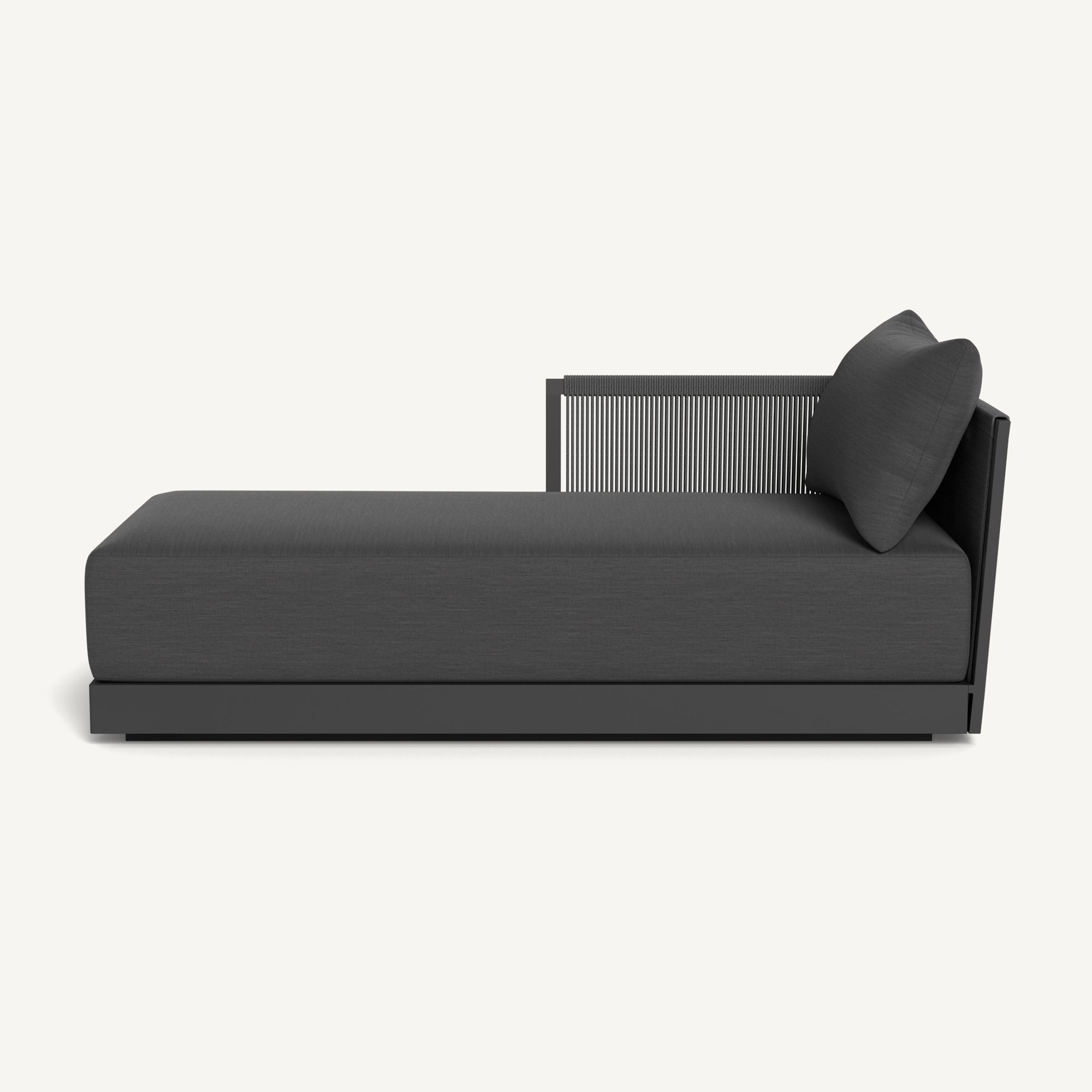 Harbour Antigua Chaise Left - Aluminum Asteroid / Panama Grafito / Rope Dark Gray