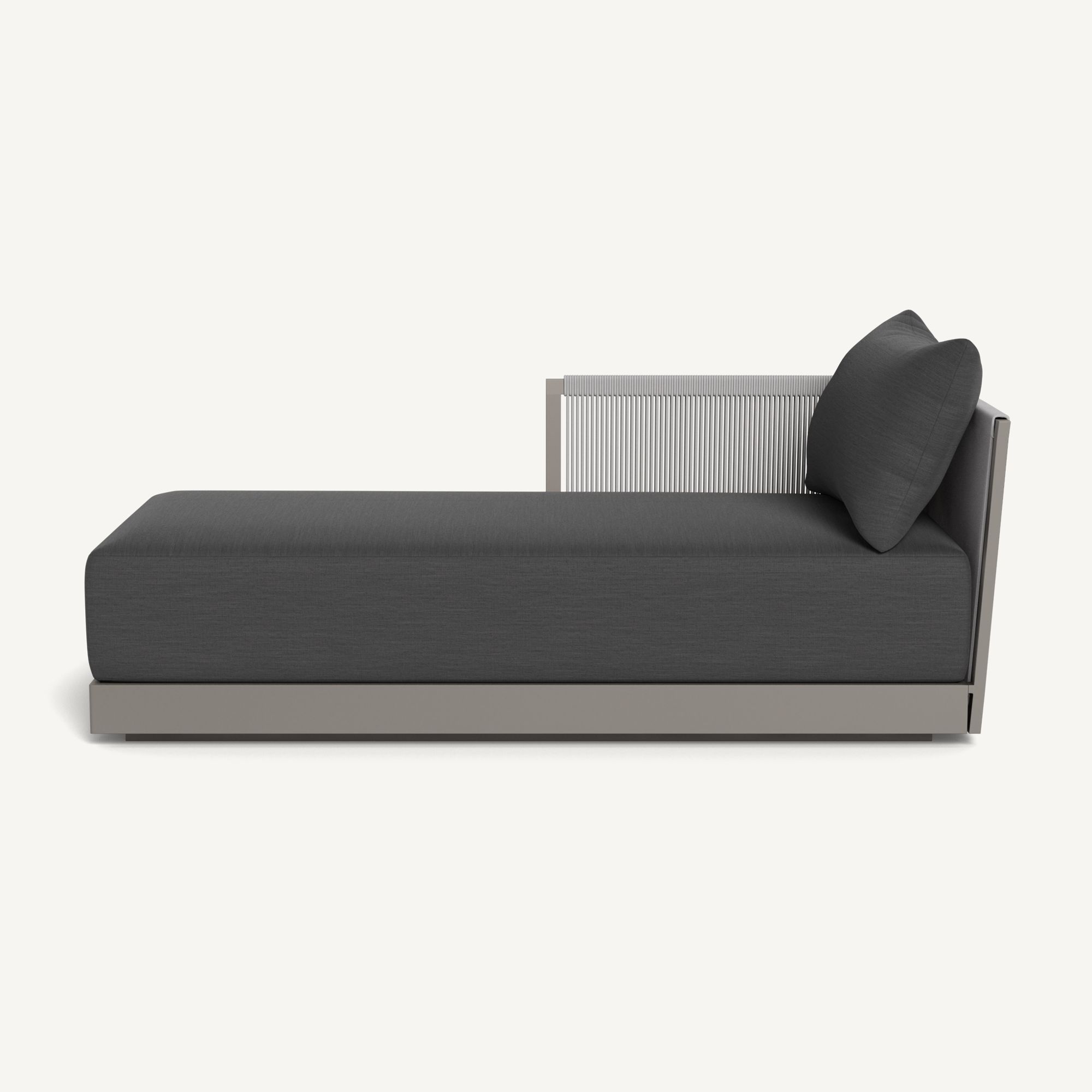 Harbour Antigua Chaise Left - Aluminum Taupe / Panama Grafito / Rope Light Gray