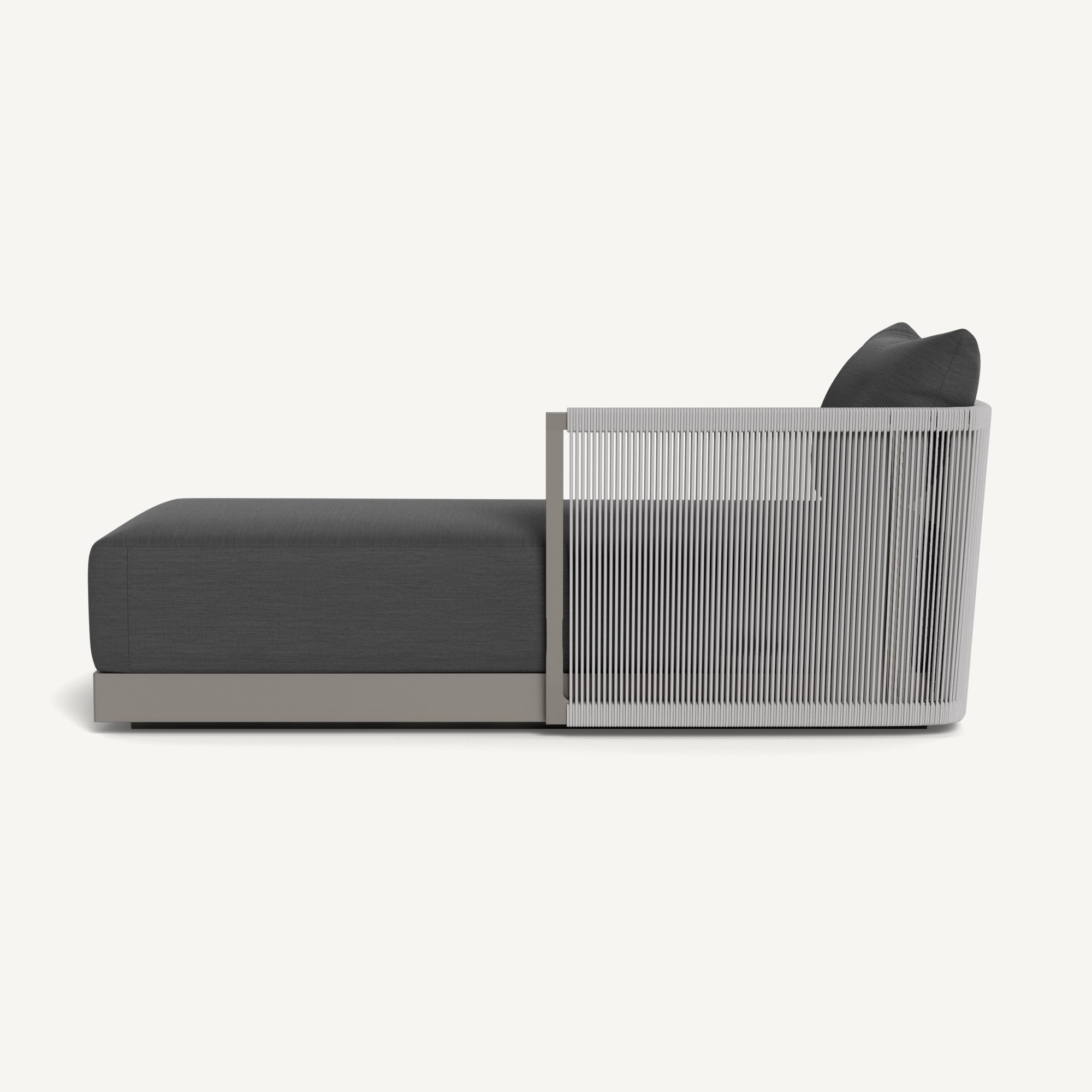 Harbour Antigua Chaise Right - Aluminum Taupe / Panama Grafito / Rope Light Gray