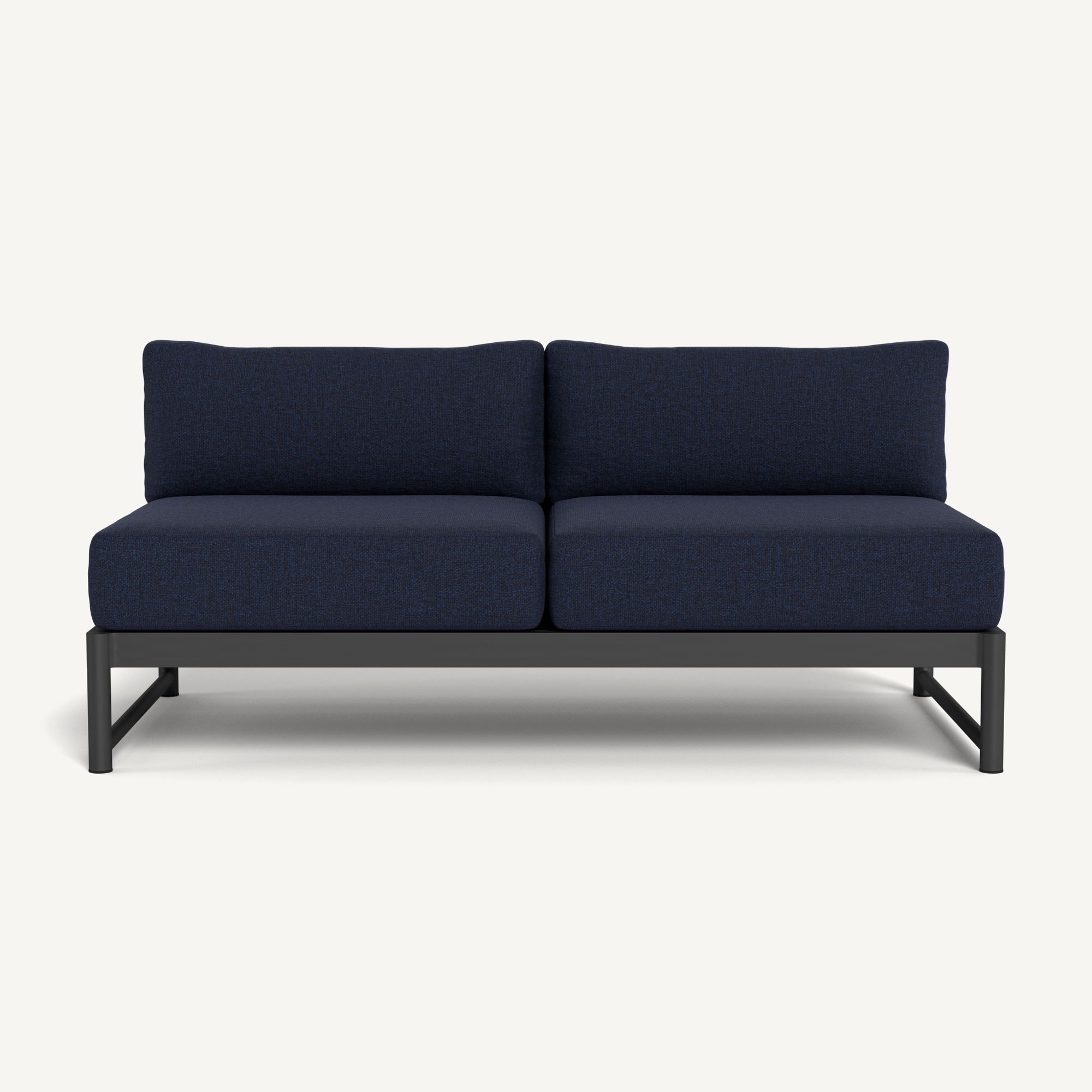Harbour Breeze Xl Aluminum 2 Seat Armless Sofa - Aluminum Asteroid / Siesta Indigo