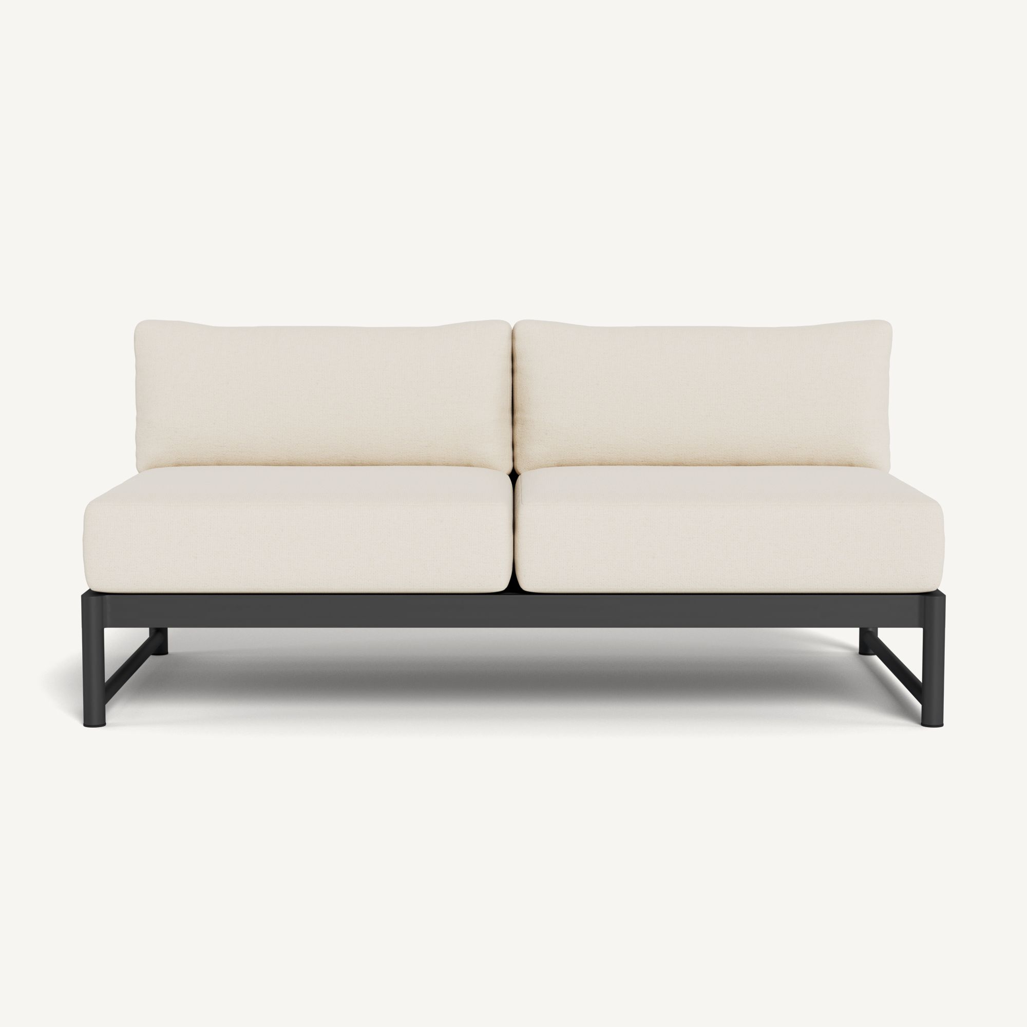 Harbour Breeze Xl Aluminum 2 Seat Armless Sofa - Aluminum Asteroid / Siesta Ivory