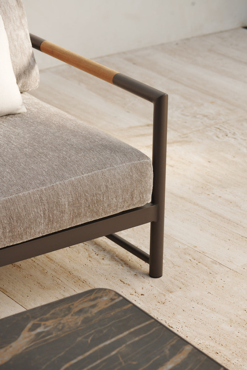 Harbour Breeze Xl Aluminum 2 Seat 1 Arm Left - Aluminum Asteroid / Panama Blanco