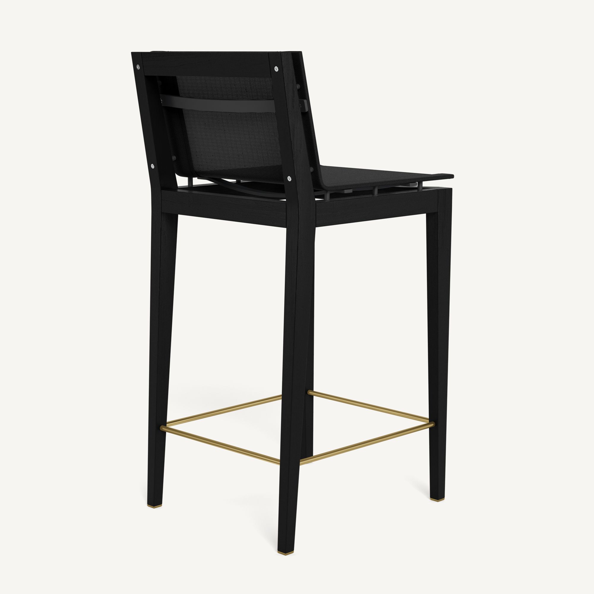 Harbour Byron Teak Bar Stool - Teak Charcoal / Batyline Black