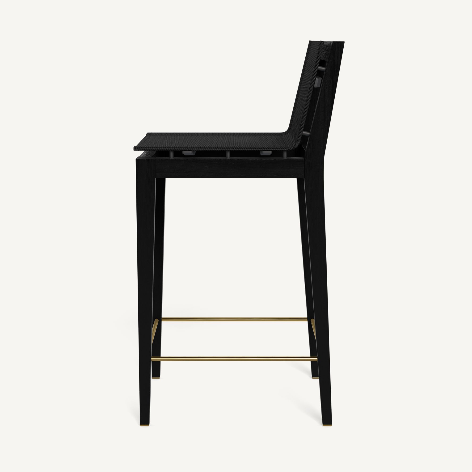 Harbour Byron Teak Bar Stool - Teak Charcoal / Batyline Black