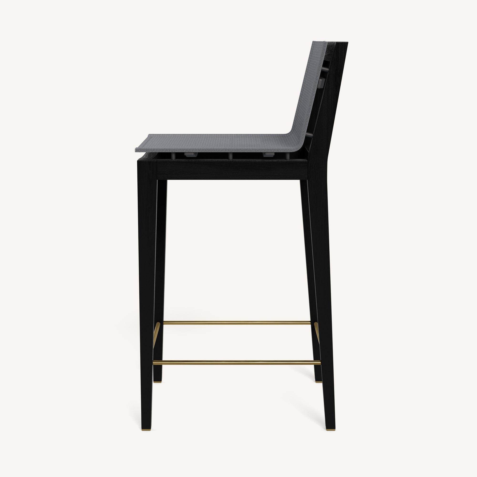 Harbour Byron Teak Bar Stool - Teak Charcoal / Batyline Silver