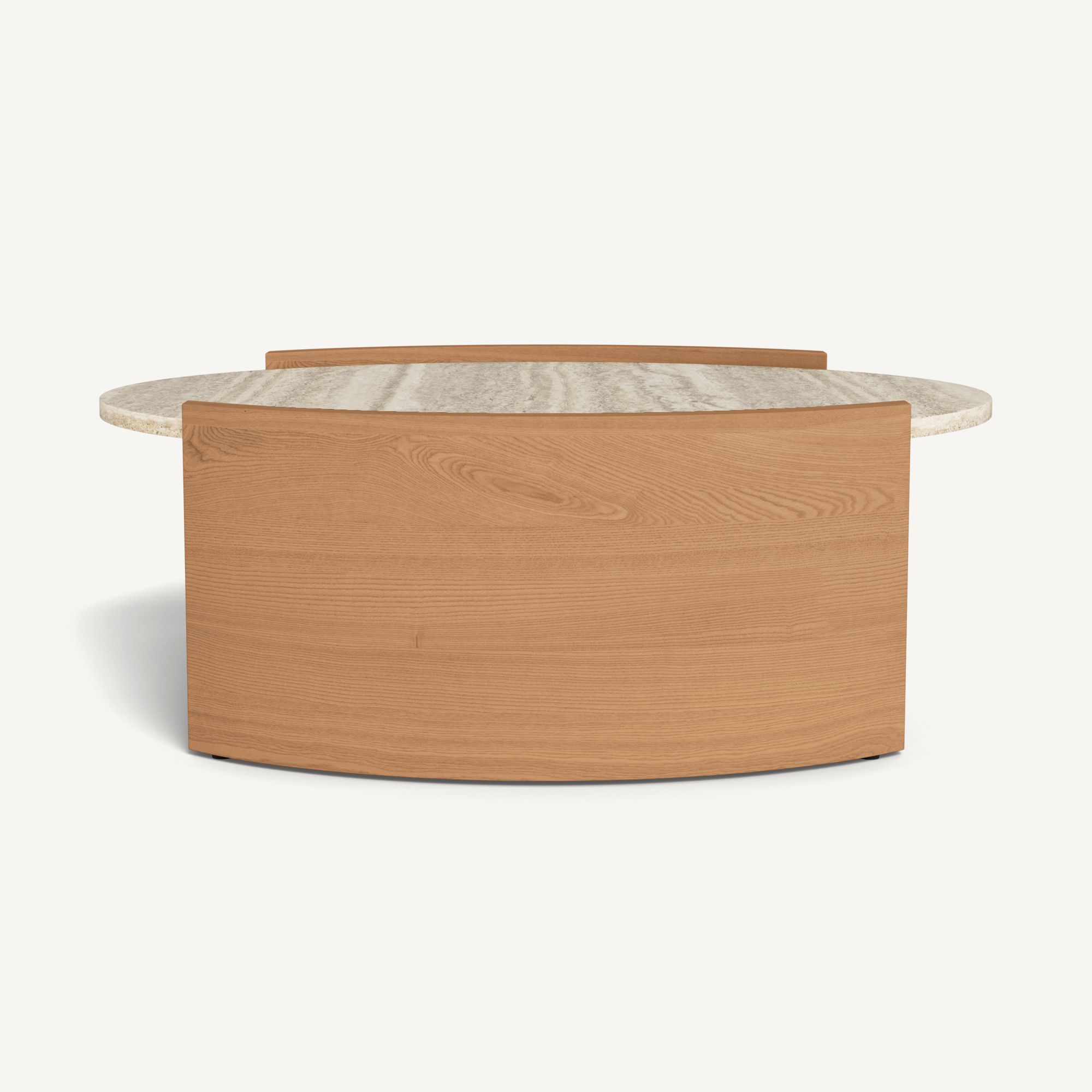 Harbour Catalina Round Coffee Table in Teak Natural / Travertine Cream