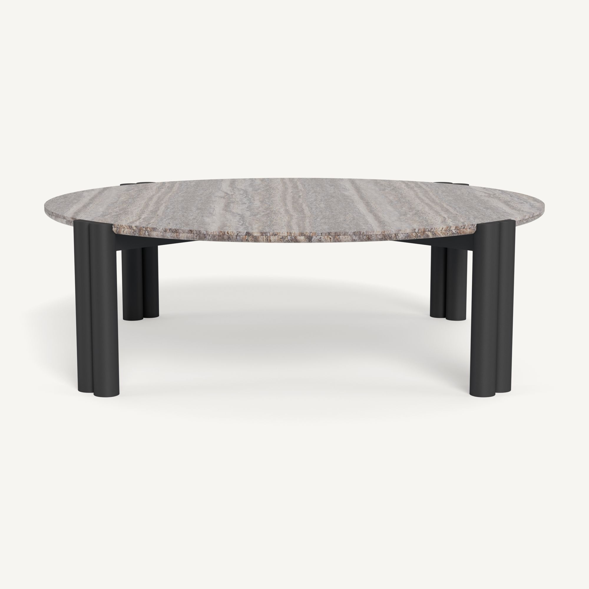 Harbour Cove Aluminum Round Coffee Table - Aluminum Asteroid, Travertine Dark Gray