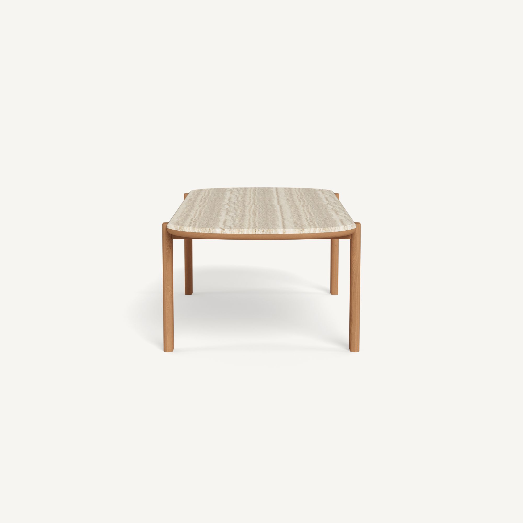 Harbour Cove Teak Pill Dining Table in Teak Natural / Travertine Cream