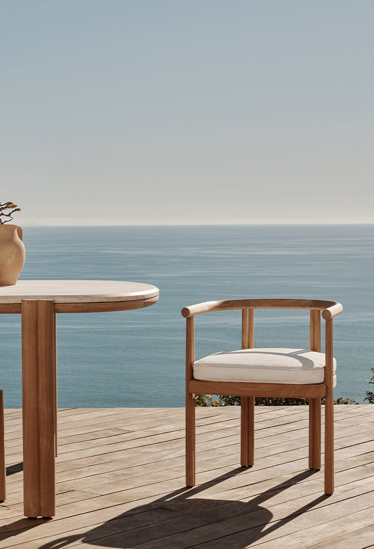 Harbour Cove Teak Stacking Sun Lounge in Teak Natural / Batyline White