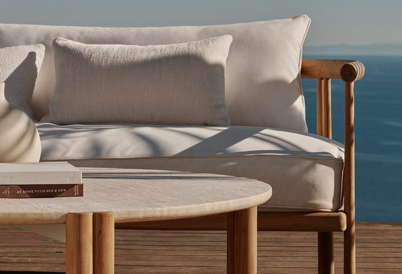 Harbour Cove Teak Stacking Sun Lounge in Teak Natural / Batyline White