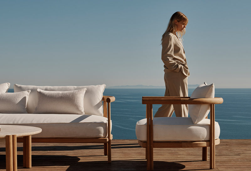 Harbour Cove Teak Stacking Sun Lounge in Teak Natural / Batyline White