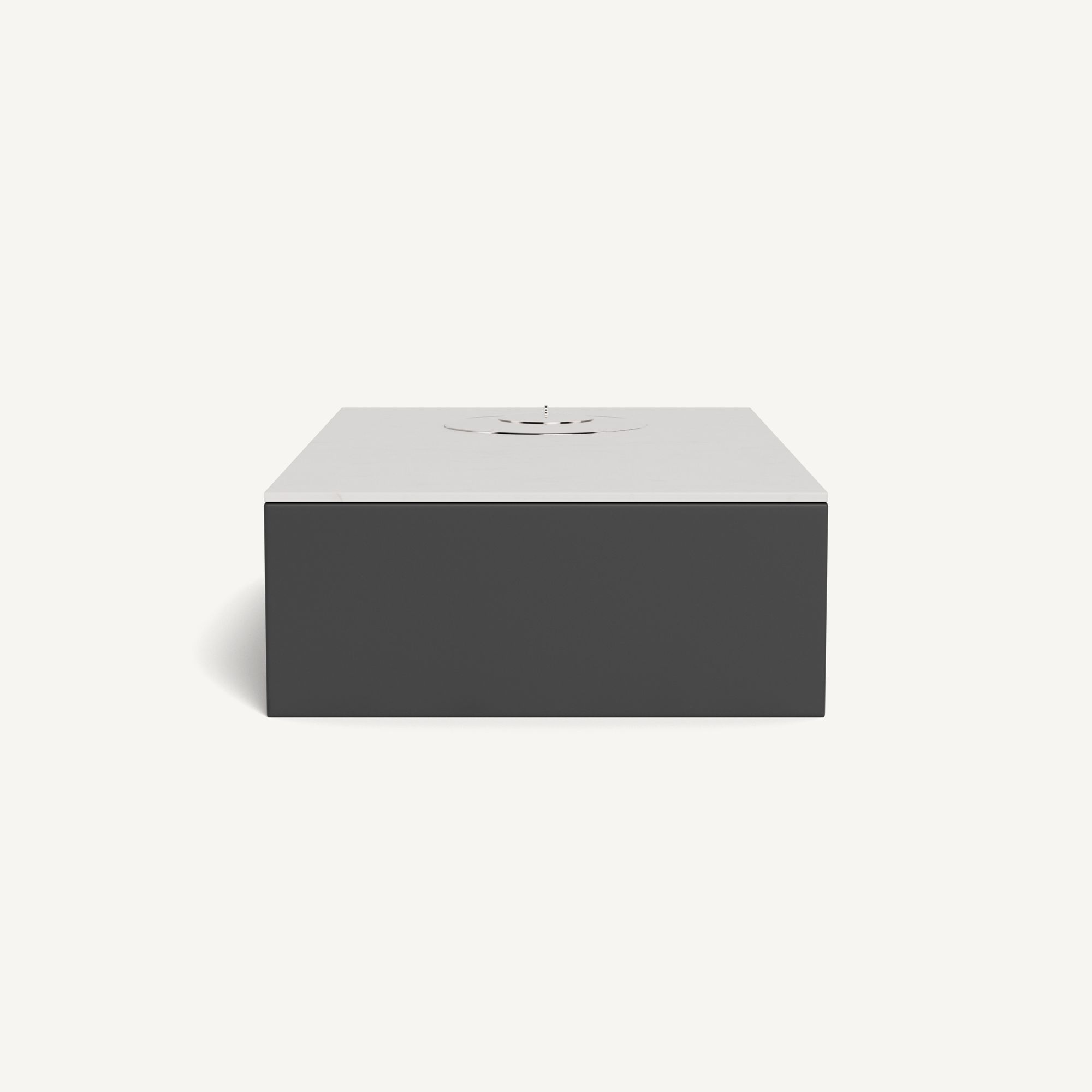 Harbour Fire Burner Coffee Table - Aluminum Asteroid, Marble White