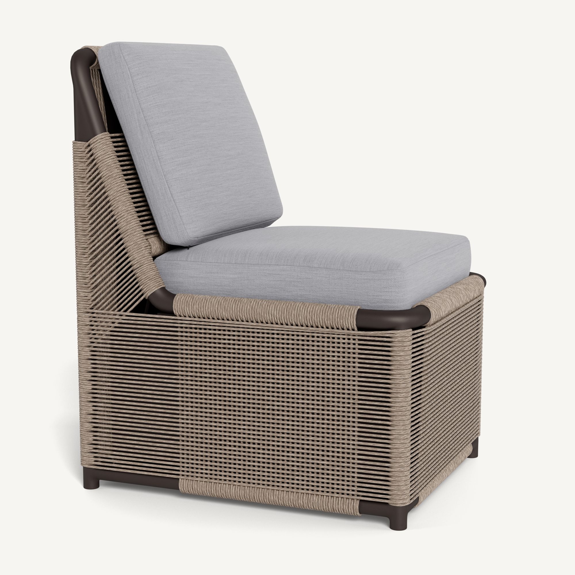 Harbour Formentera Armless Dining Chair - Aluminum Bronze / Panama Cloud / Twisted Rope Dune