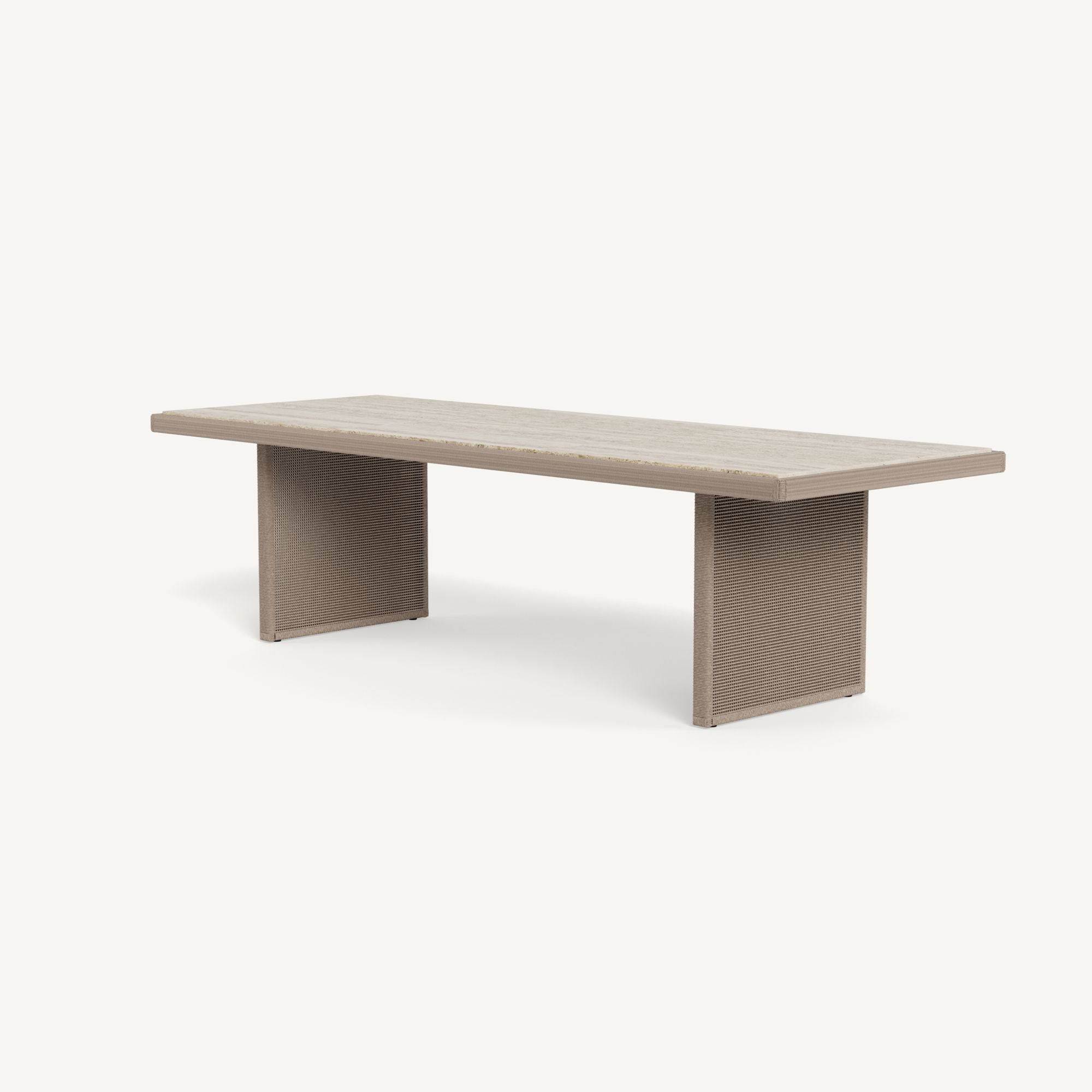 Harbour Formentera Dining Table 108" - Twisted Rope Dune, Travertine Natural