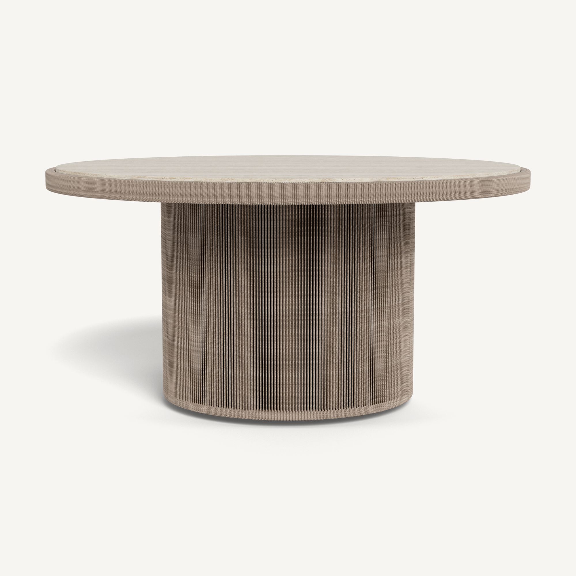 Harbour Formentera Round Dining Table 60" - Twisted Rope Dune / Travertine Natural