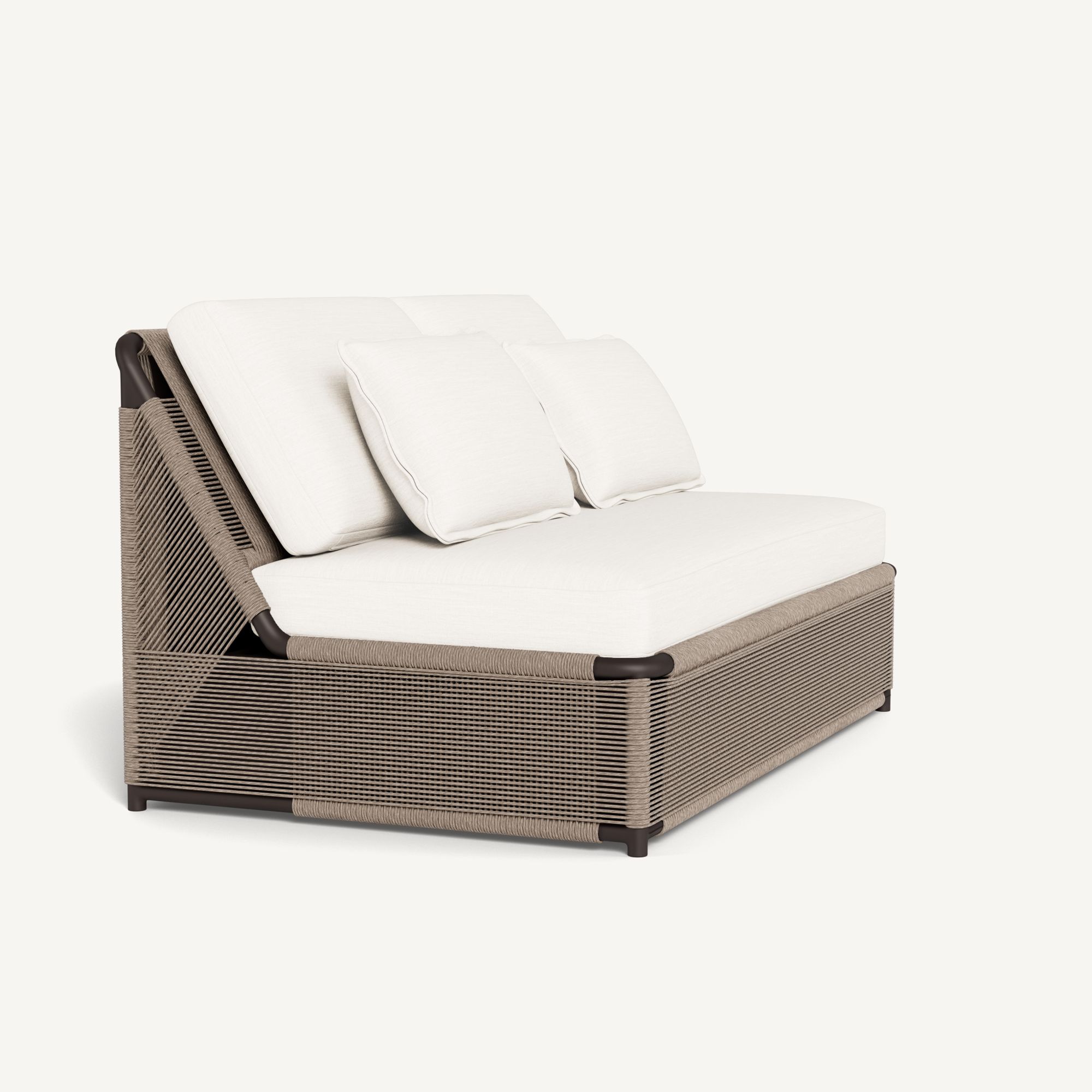 Harbour Formentera 2 Seat Armless Sofa - Aluminum Bronze / Panama Blanco / Twisted Rope Dune