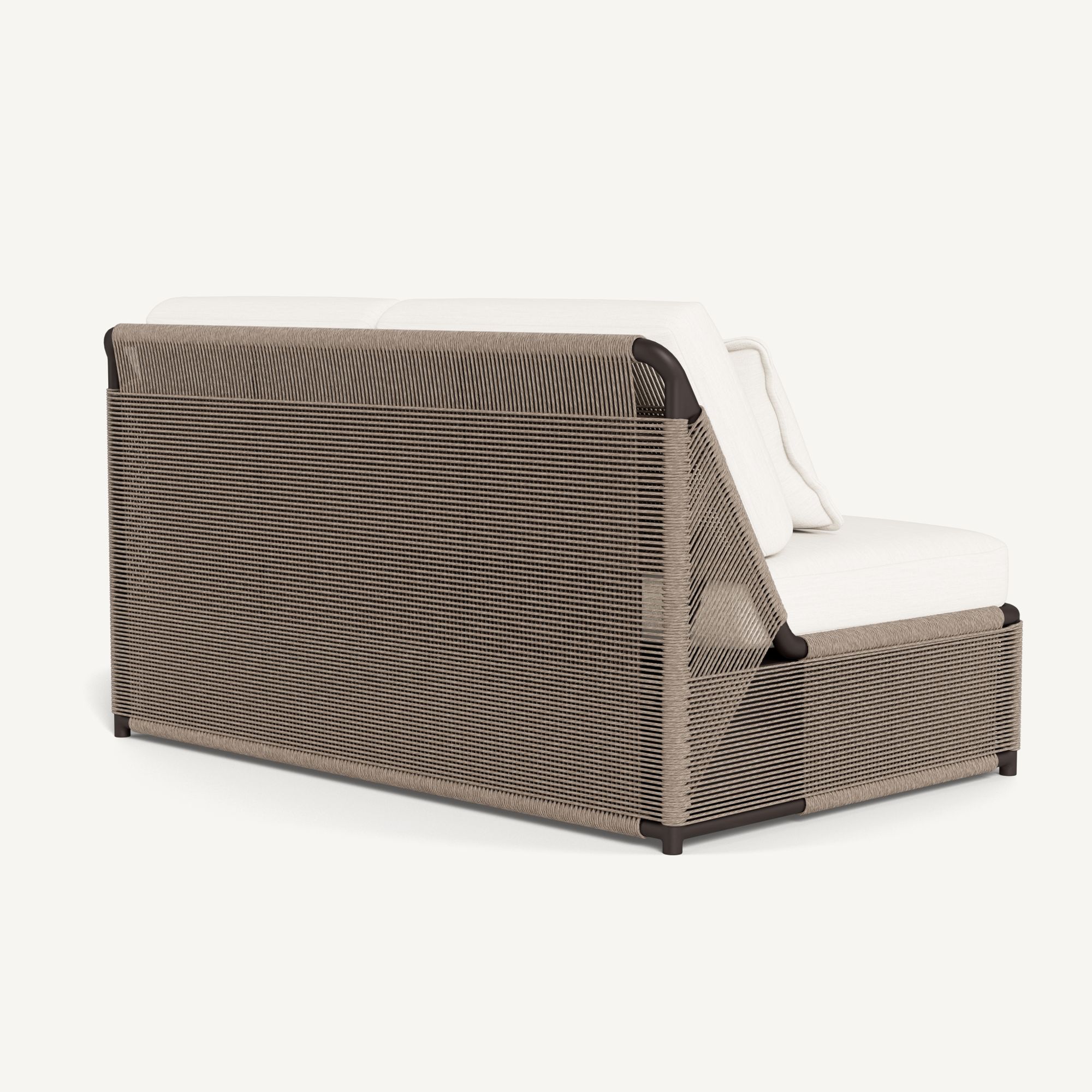 Harbour Formentera 2 Seat Armless Sofa - Aluminum Bronze / Panama Blanco / Twisted Rope Dune