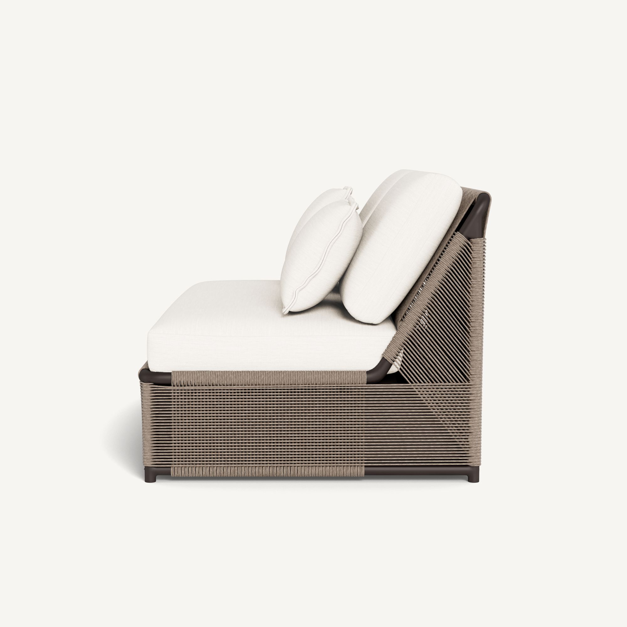 Harbour Formentera 2 Seat Armless Sofa - Aluminum Bronze / Panama Blanco / Twisted Rope Dune