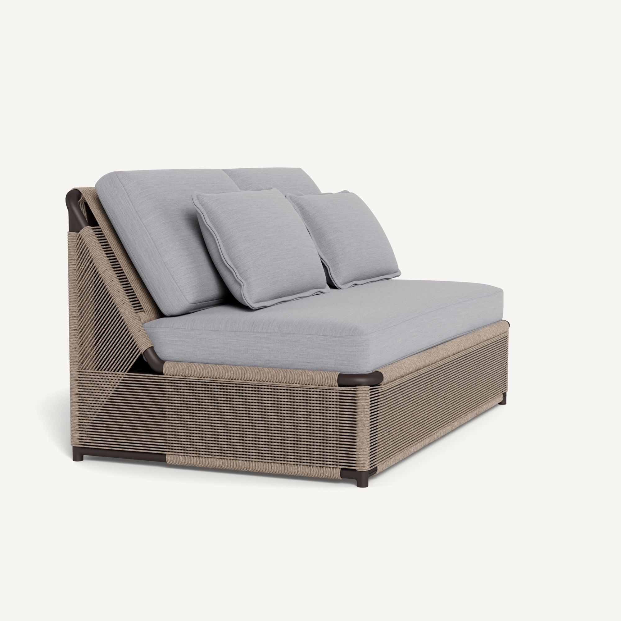 Harbour Formentera 2 Seat Armless Sofa - Aluminum Bronze / Panama Cloud / Twisted Rope Dune