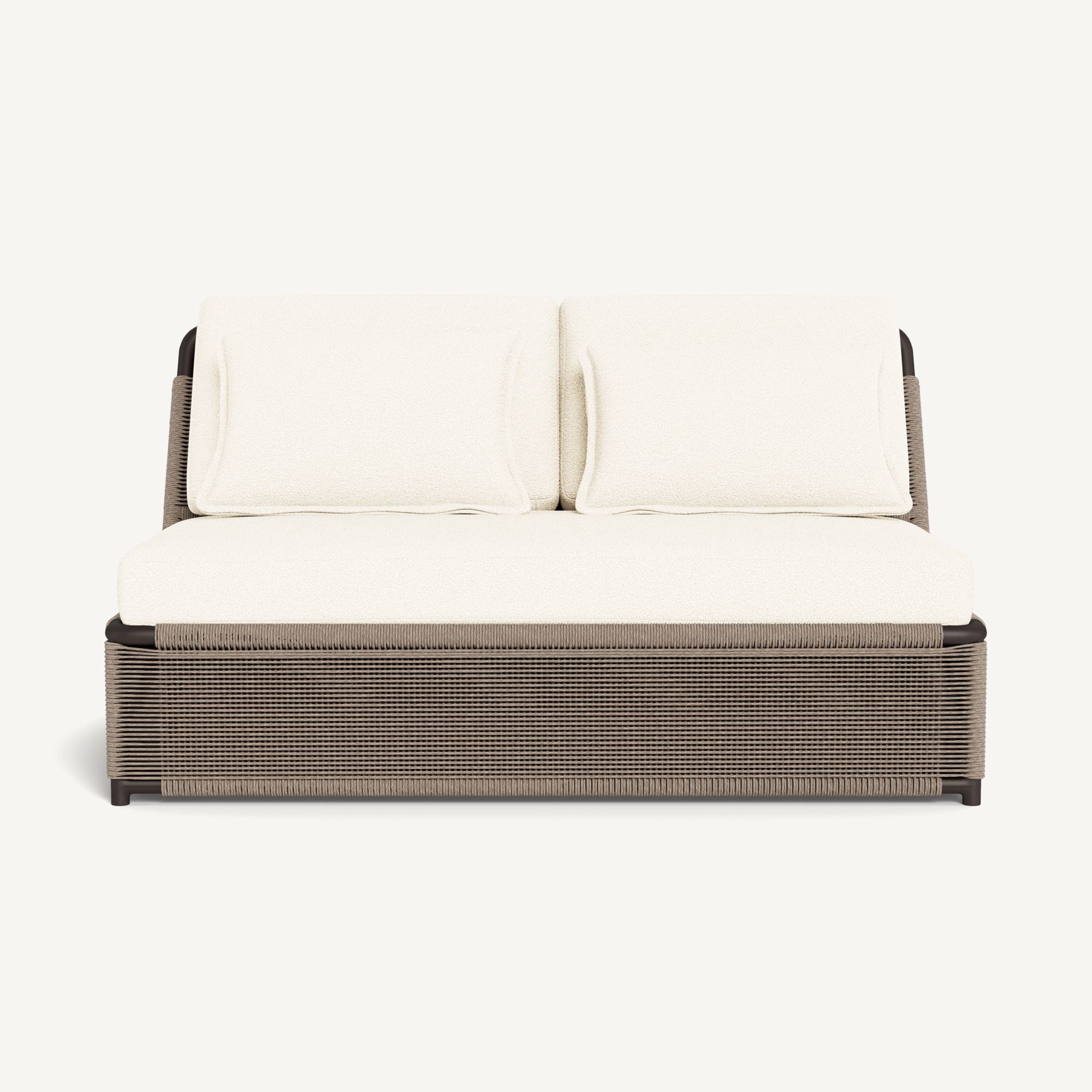 Harbour Formentera 2 Seat Armless Sofa - Aluminum Bronze / Riviera Ivory / Twisted Rope Dune