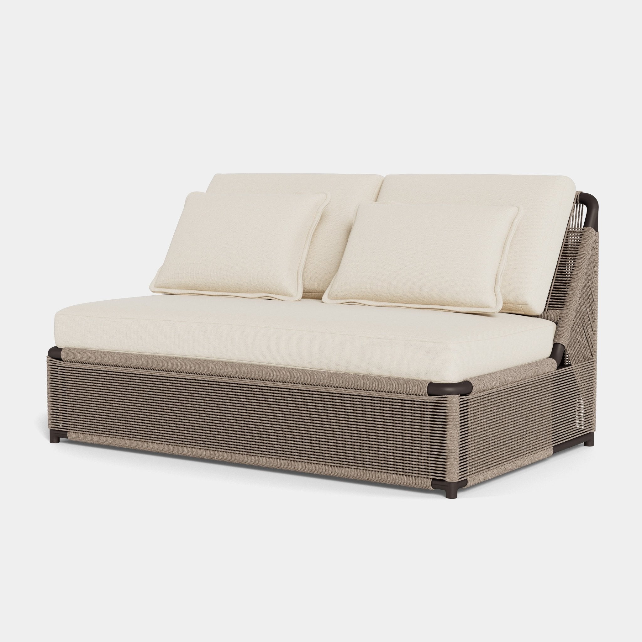 Harbour Formentera 2 Seat Armless Sofa - Aluminum Bronze, Riviera Slate, Twisted Rope Dune