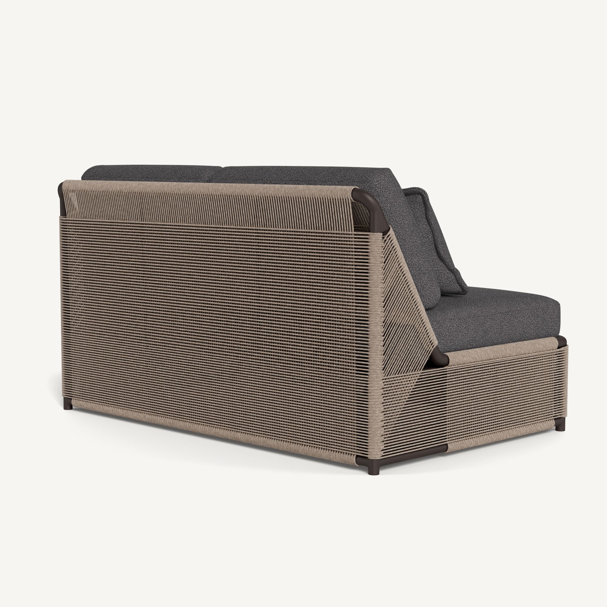 Harbour Formentera 2 Seat Armless Sofa - Aluminum Bronze / Riviera Slate / Twisted Rope Dune