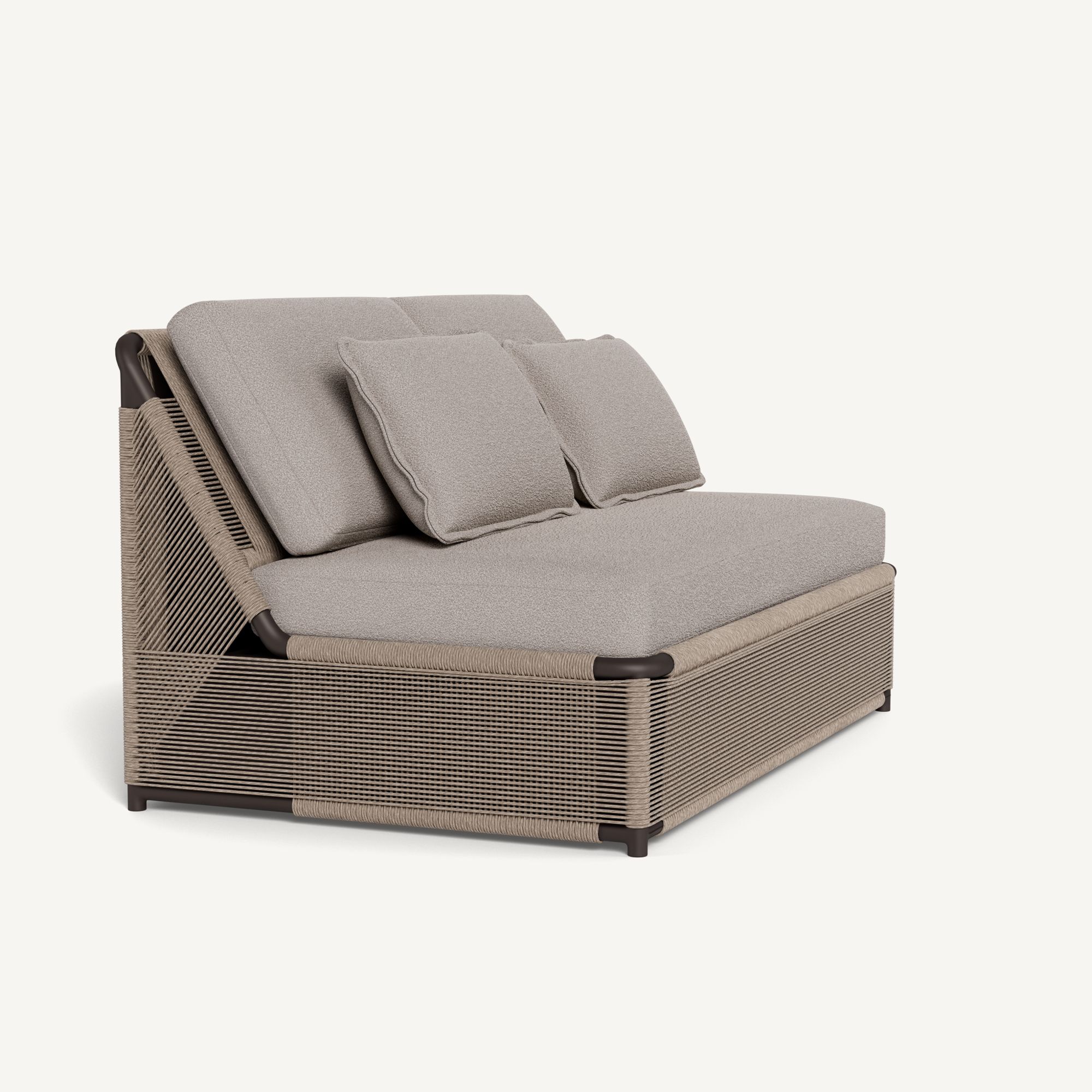 Harbour Formentera 2 Seat Armless Sofa - Aluminum Bronze / Riviera Stone / Twisted Rope Dune