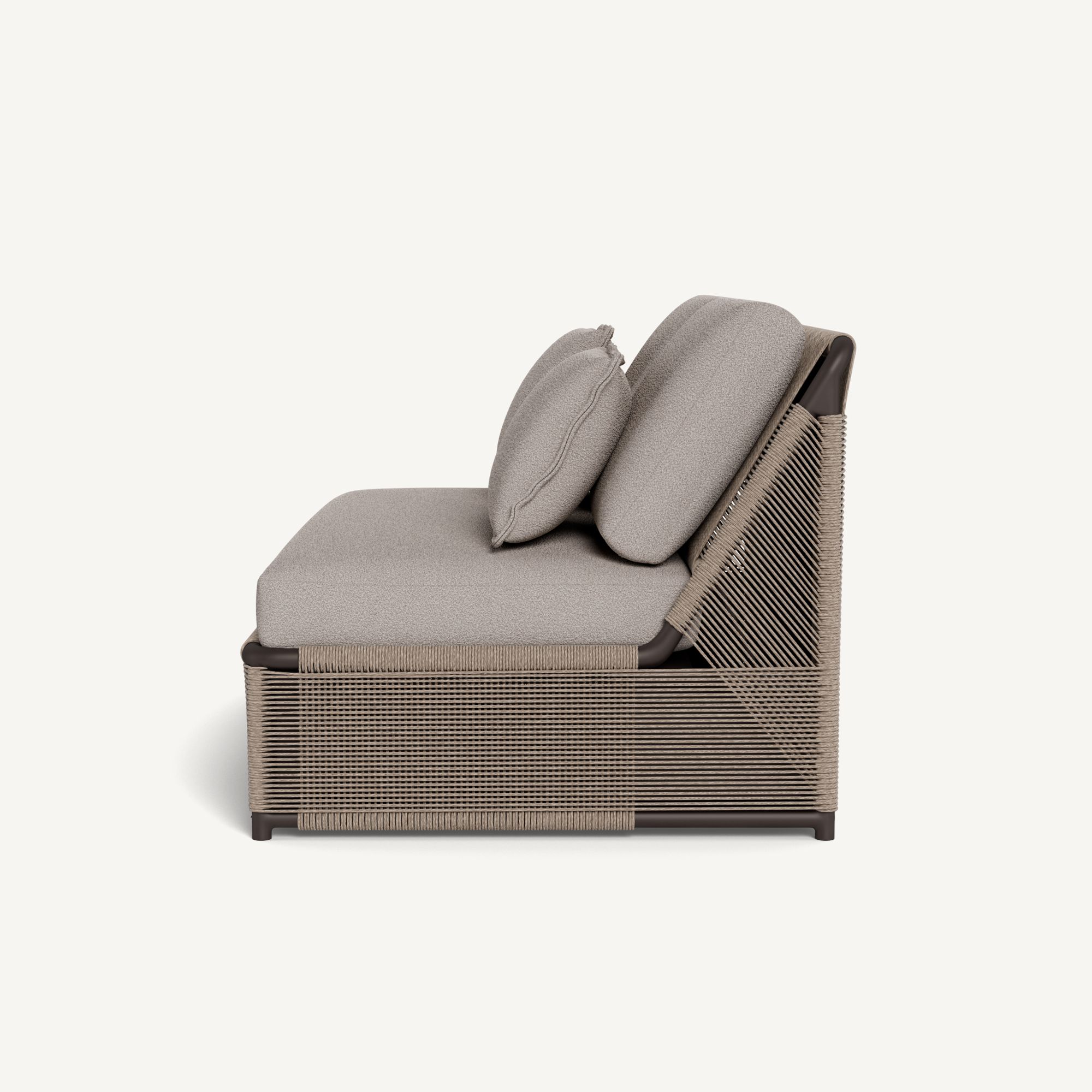 Harbour Formentera 2 Seat Armless Sofa - Aluminum Bronze / Riviera Stone / Twisted Rope Dune