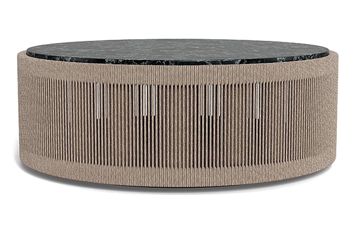 Harbour Formentera Round Coffee Table - Twisted Rope Dune / Marble Verde