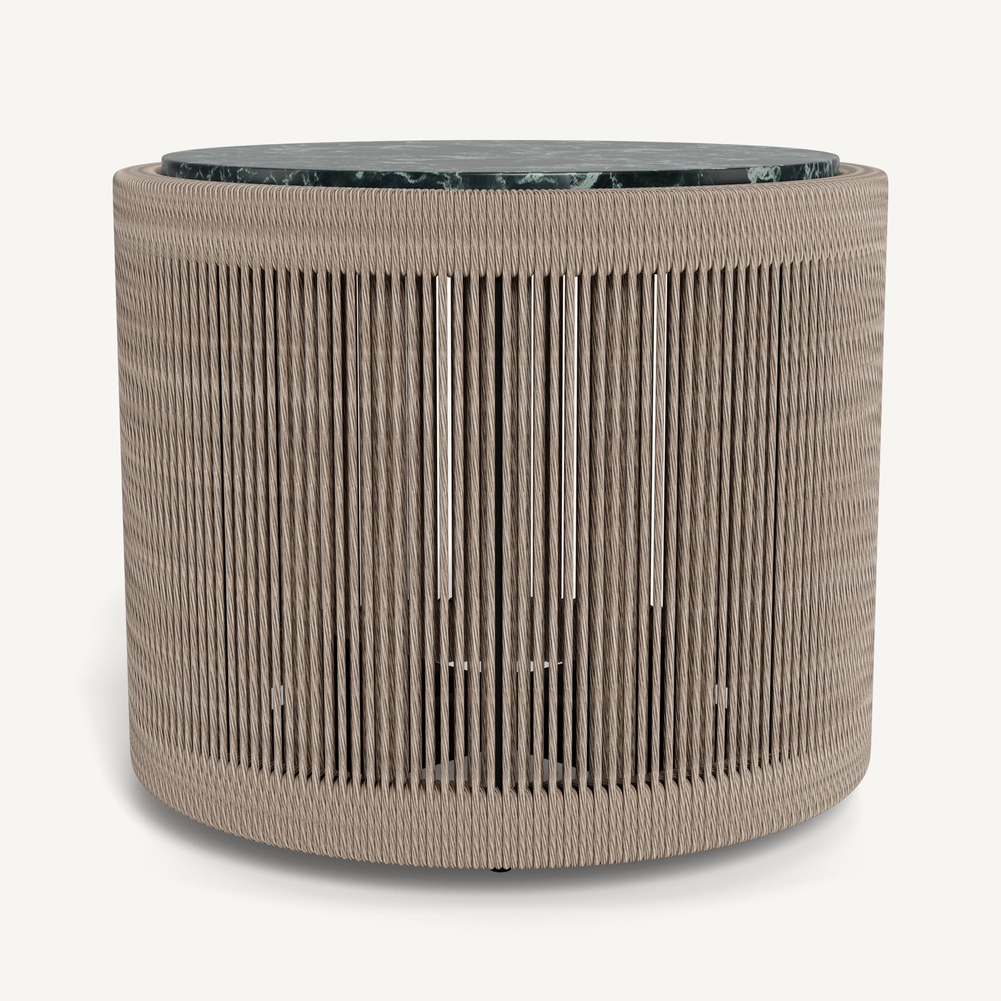 Harbour Formentera Round Side Table - Twisted Rope Dune / Marble Verde