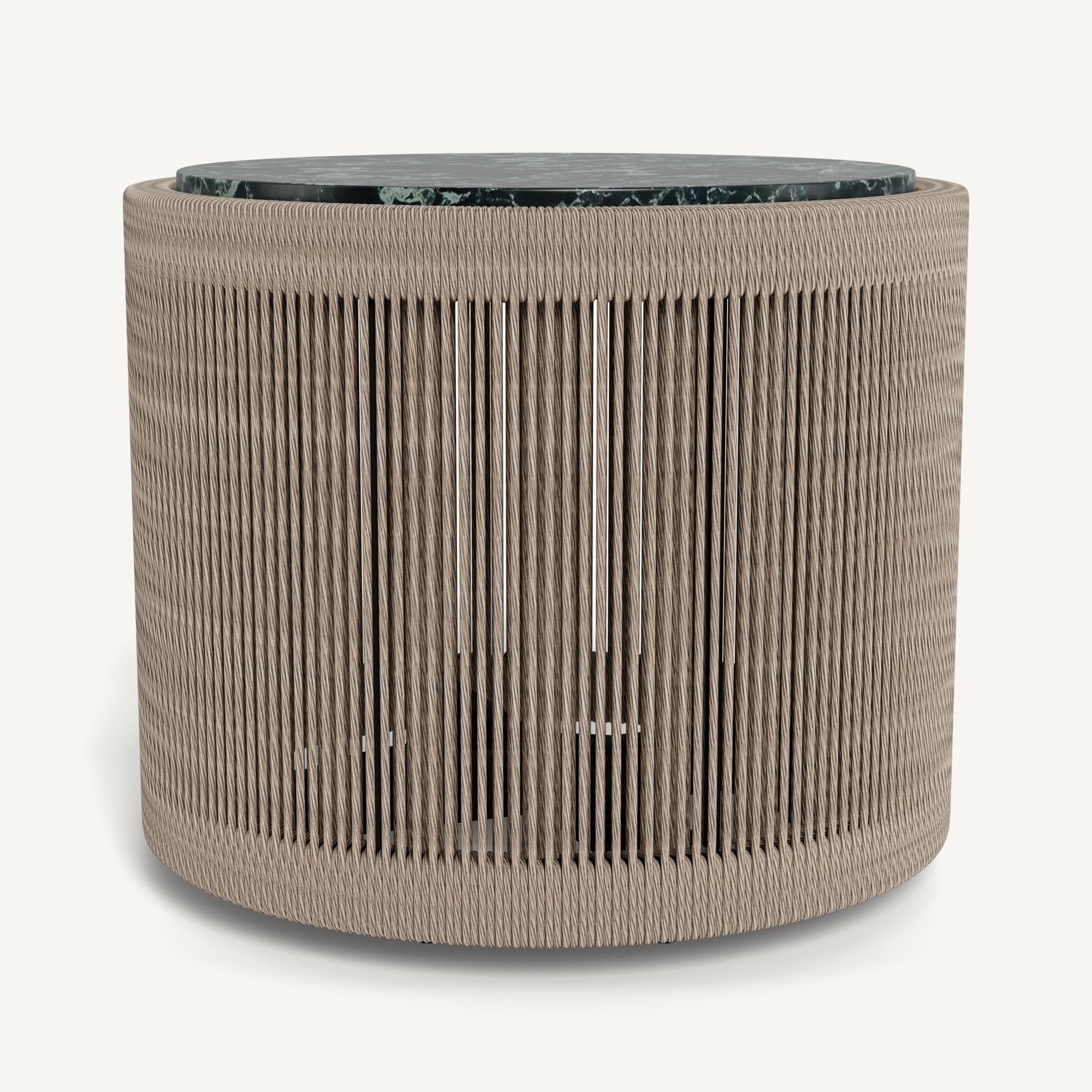 Harbour Formentera Round Side Table - Twisted Rope Dune / Marble Verde