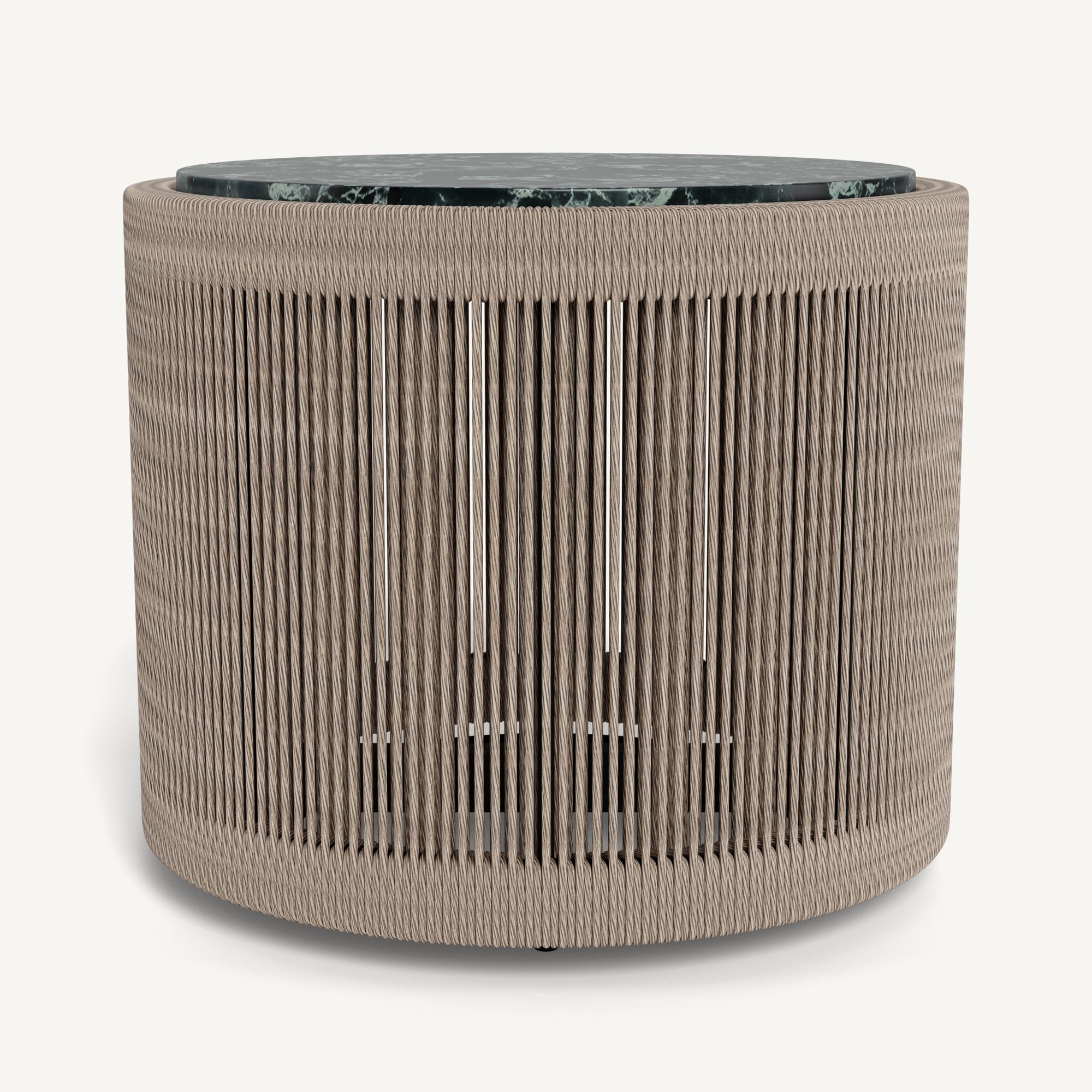 Harbour Formentera Round Side Table - Twisted Rope Dune / Marble Verde