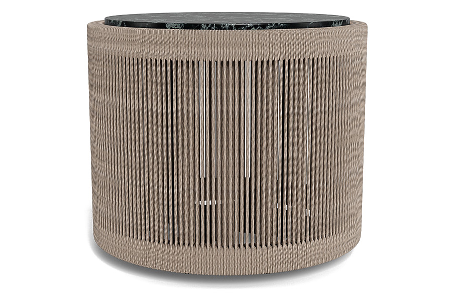 Harbour Formentera Round Side Table - Twisted Rope Dune, Travertine Natural