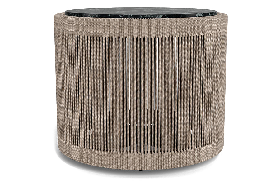 Harbour Formentera Round Side Table - Twisted Rope Dune, Travertine Natural