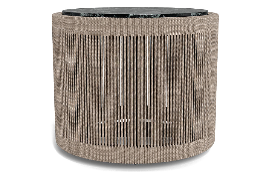 Harbour Formentera Round Side Table - Twisted Rope Dune, Travertine Natural