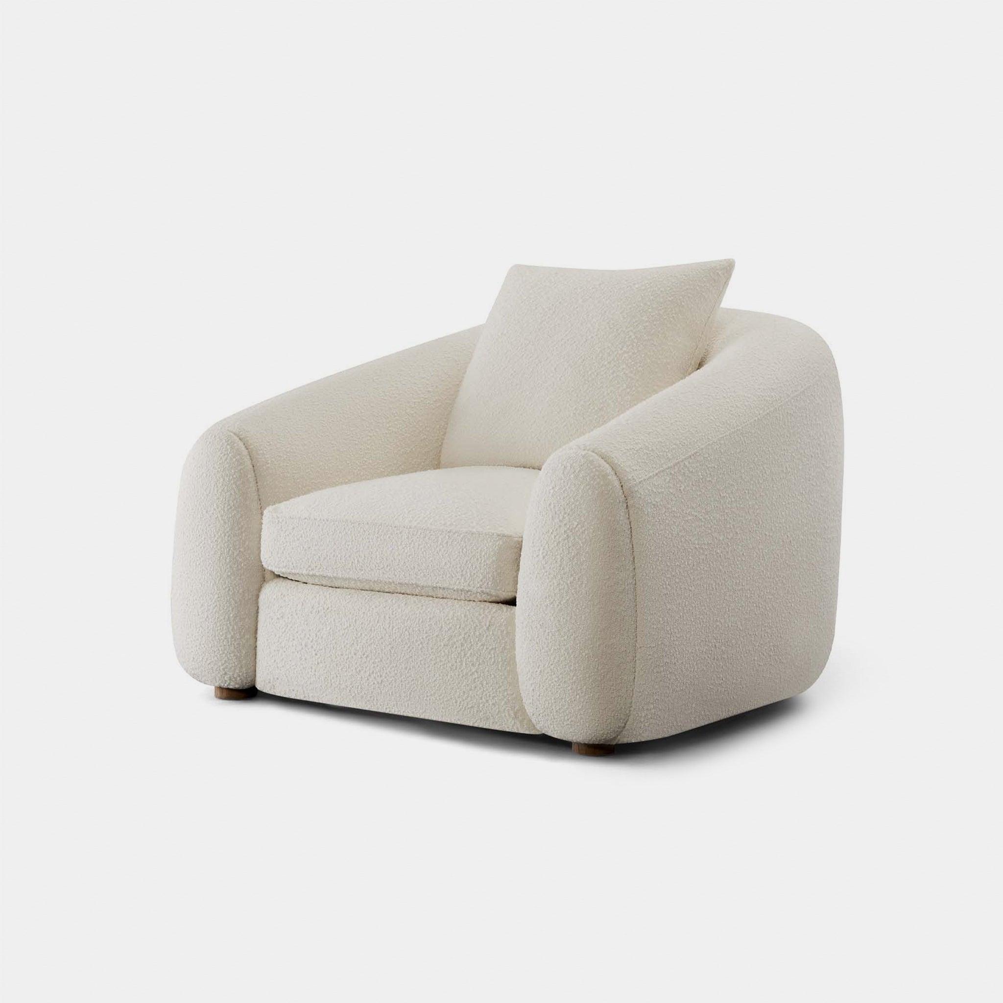 Harbour Gabriel Lounge Chair - Oak Brown, Harbour Belgian Linen Smoke