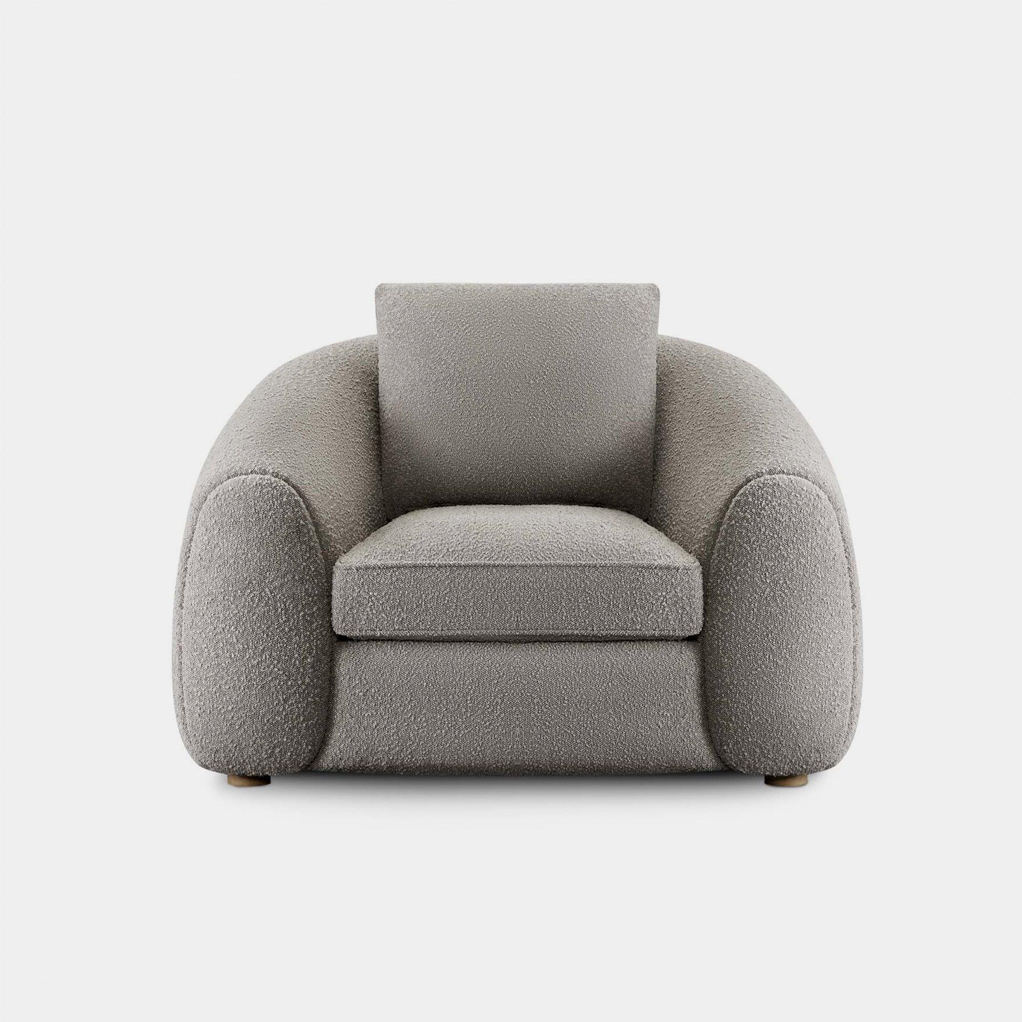 Harbour Gabriel Lounge Chair - Oak Brown, Harbour Belgian Linen Smoke