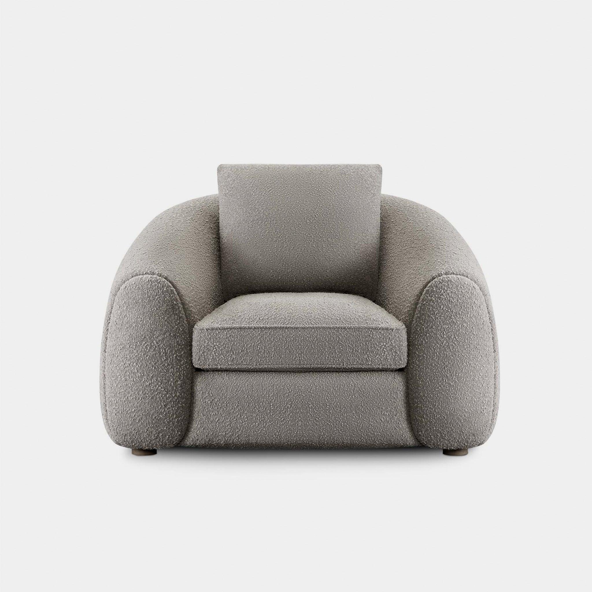 Harbour Gabriel Lounge Chair - Oak Brown, Harbour Belgian Linen Smoke