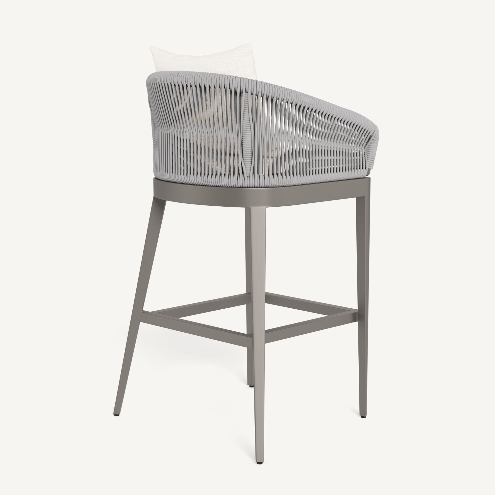 Harbour Hamilton Bar Stool - Aluminum Taupe / Panama Blanco / Rope Light Gray