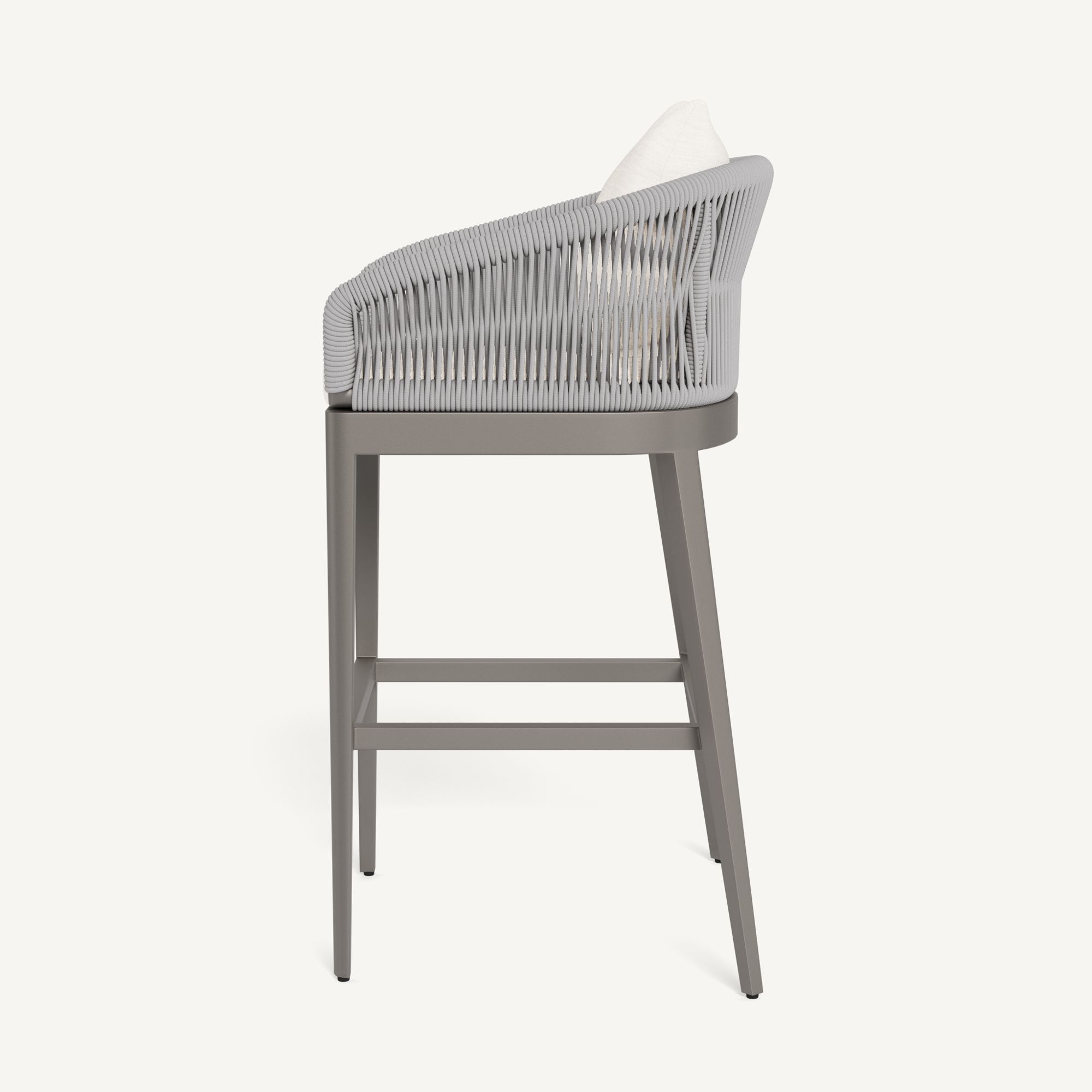 Harbour Hamilton Bar Stool - Aluminum Taupe / Panama Blanco / Rope Light Gray