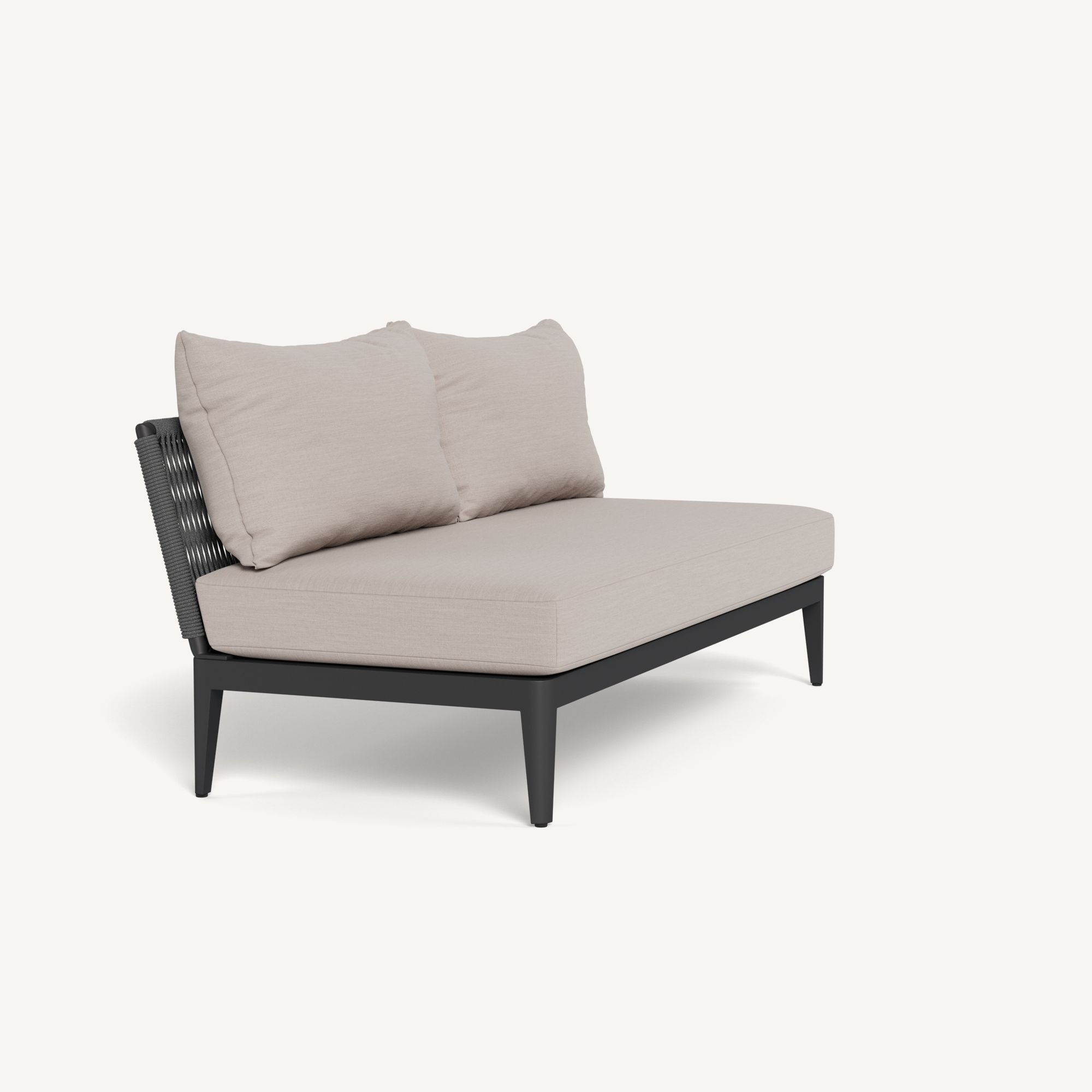 Harbour Hamilton 2 Seat Armless Sofa - Aluminum Asteroid, Panama Marble, Rope Dark Gray