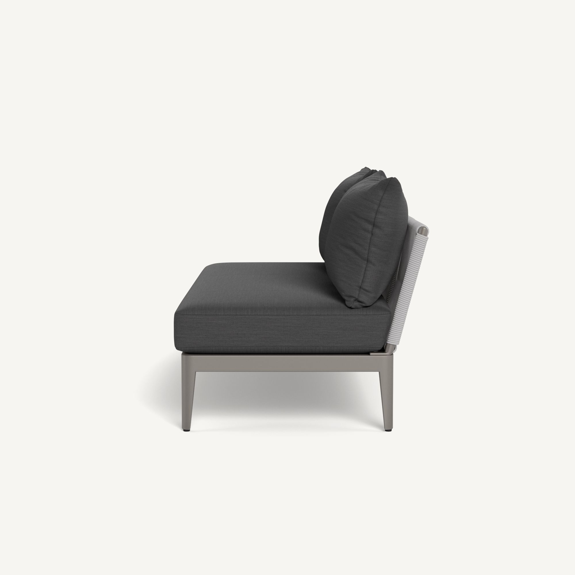 Harbour Hamilton 2 Seat Armless Sofa - Aluminum Taupe / Panama Grafito / Rope Light Gray