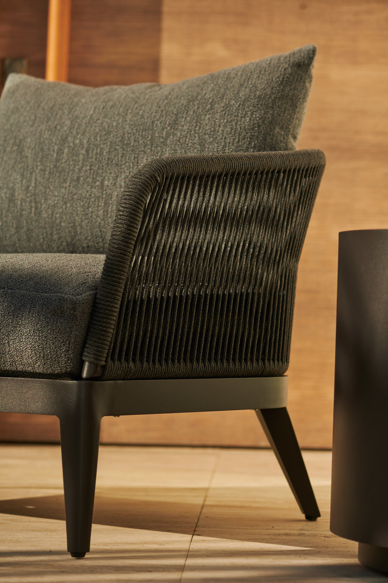 Harbour Hamilton 2 Seat 1 Arm Left - Aluminum Asteroid / Panama Grafito / Rope Dark Gray