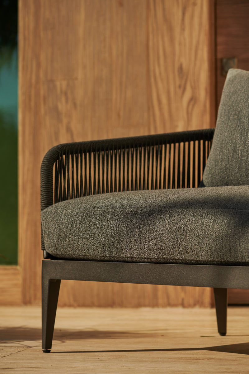 Harbour Hamilton 2 Seat 1 Arm Left - Aluminum Asteroid / Panama Grafito / Rope Dark Gray