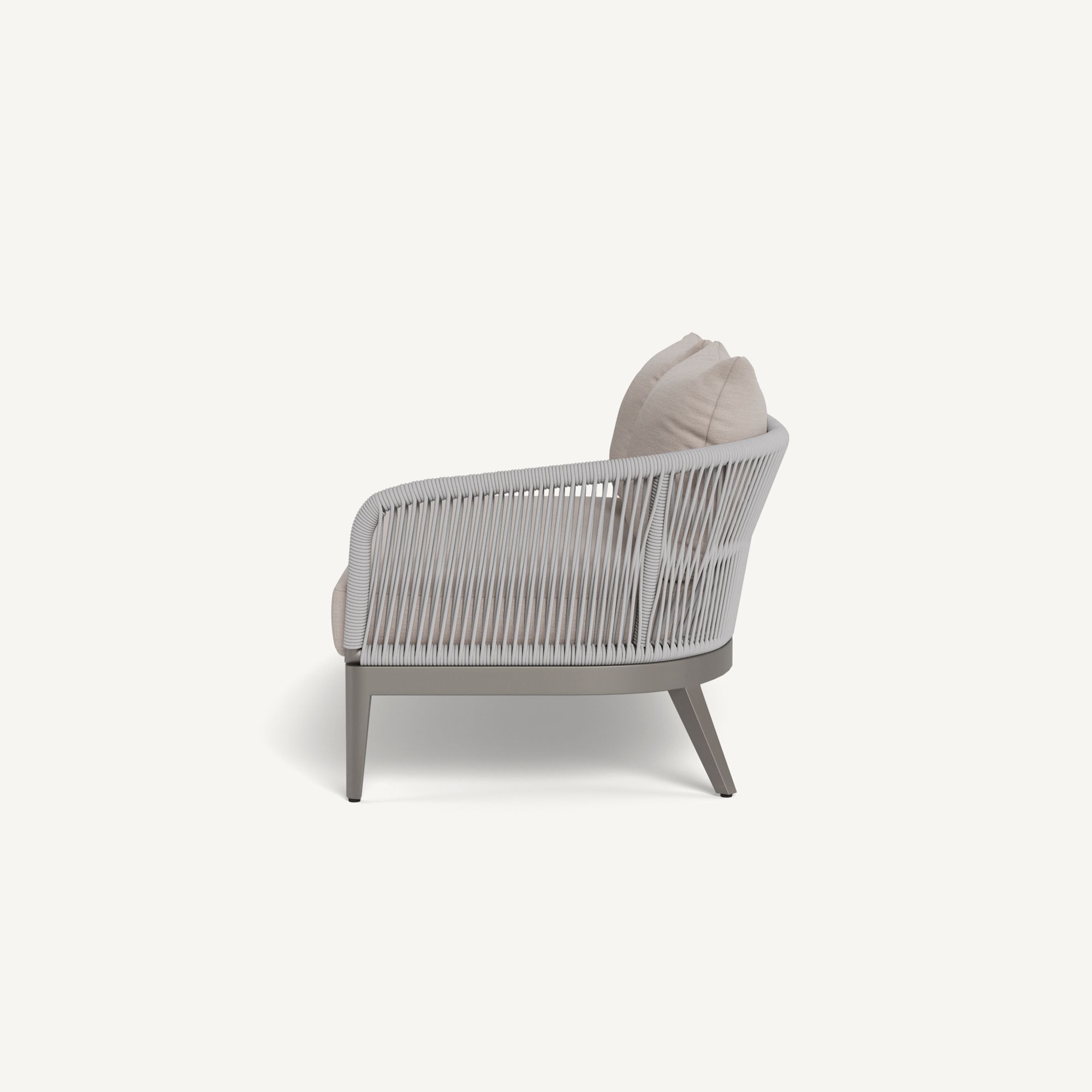Harbour Hamilton 2 Seat 1 Arm Right - Aluminum Taupe / Panama Marble / Rope Light Gray