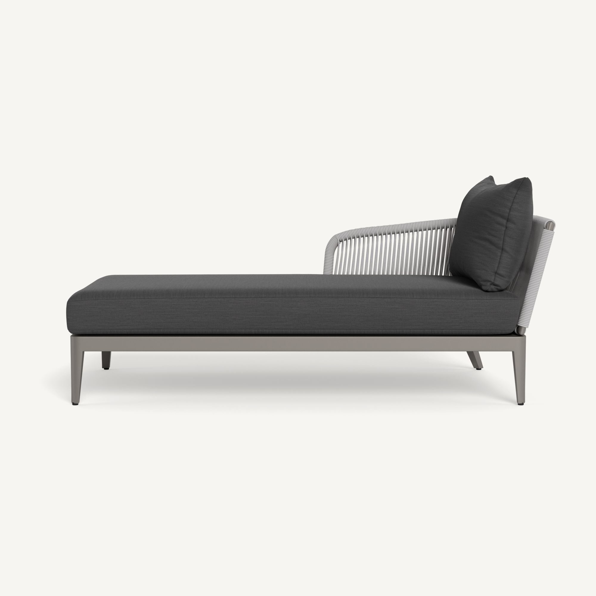 Harbour Hamilton Chaise Left - Aluminum Taupe / Panama Grafito / Rope Light Gray