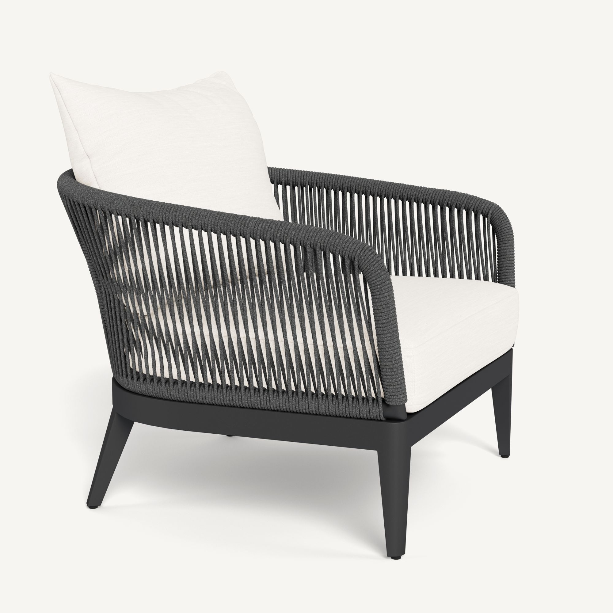 Harbour Hamilton Lounge Chair - Aluminum Asteroid / Panama Blanco / Rope Dark Gray
