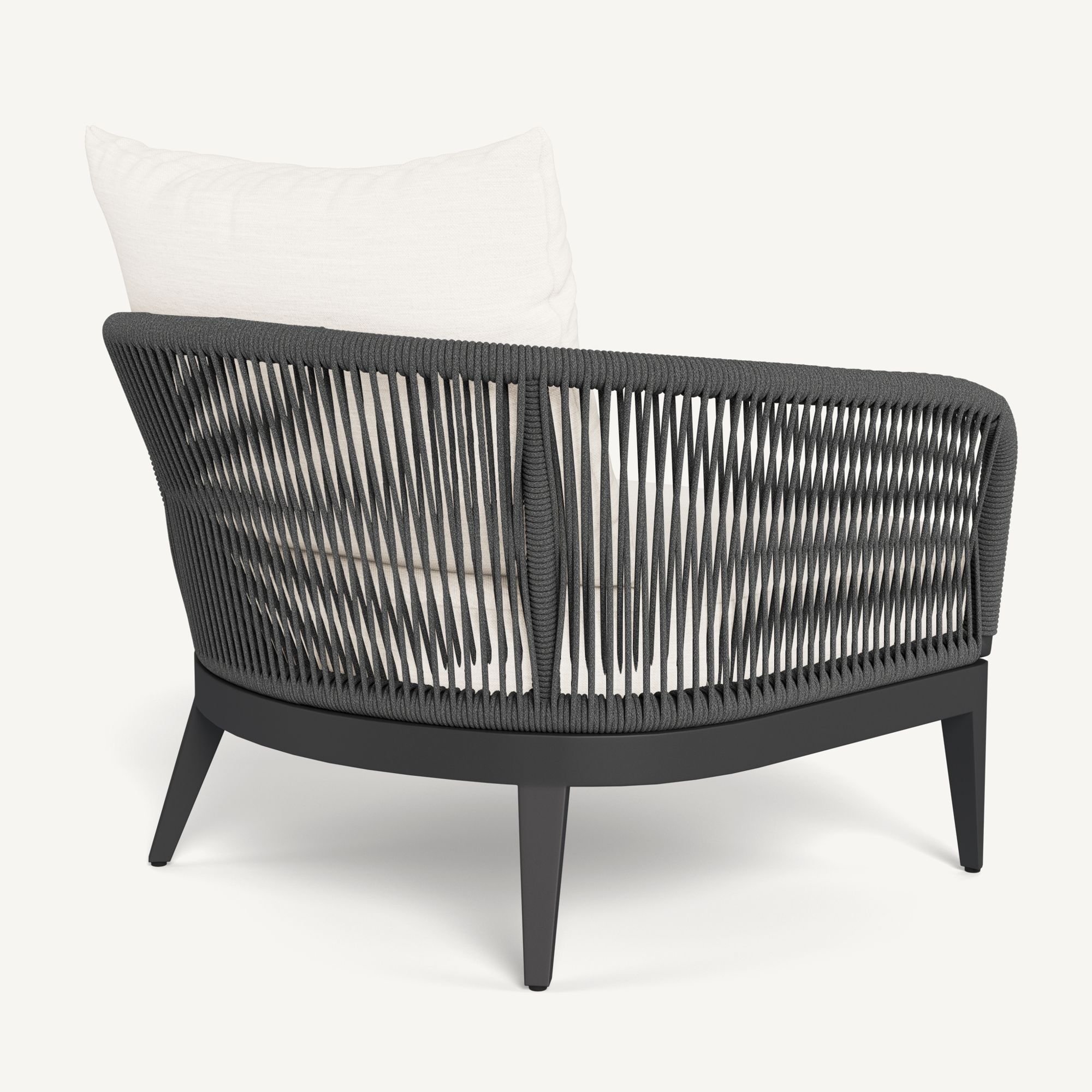 Harbour Hamilton Lounge Chair - Aluminum Asteroid / Panama Blanco / Rope Dark Gray