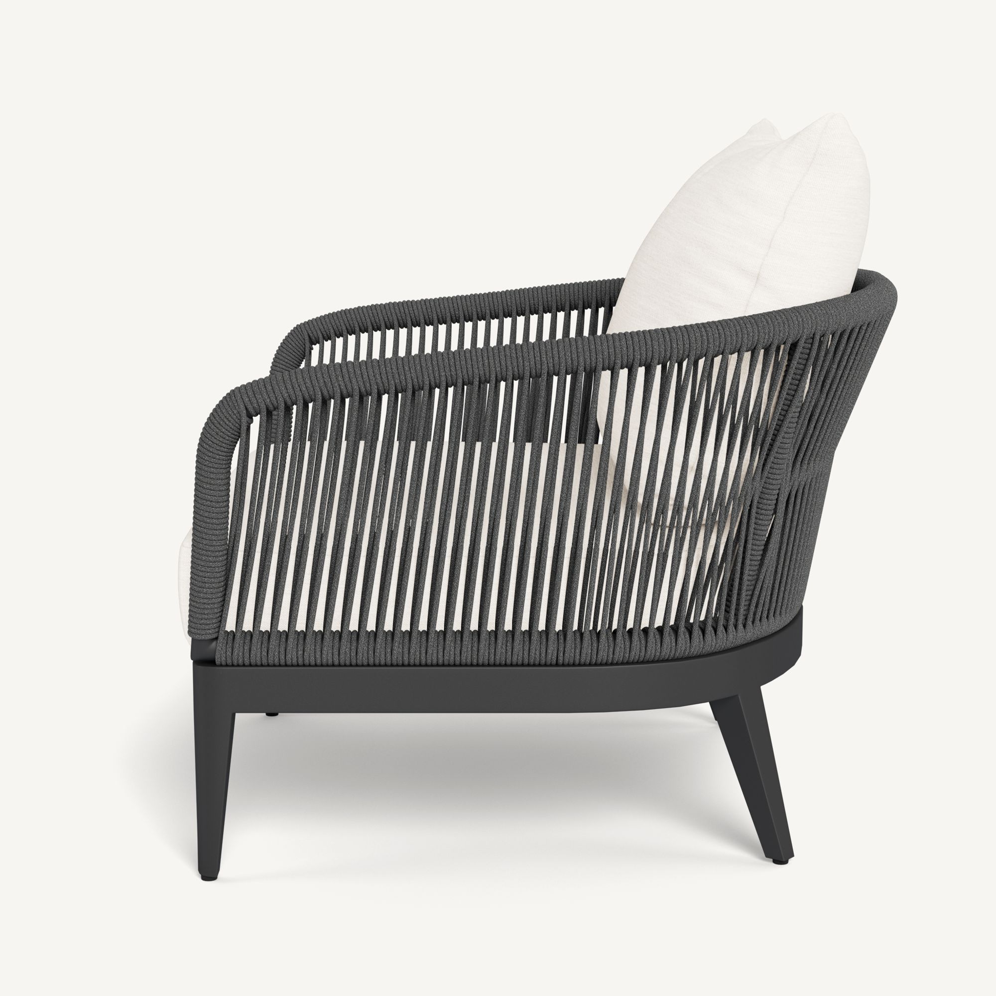 Harbour Hamilton Lounge Chair - Aluminum Asteroid / Panama Blanco / Rope Dark Gray