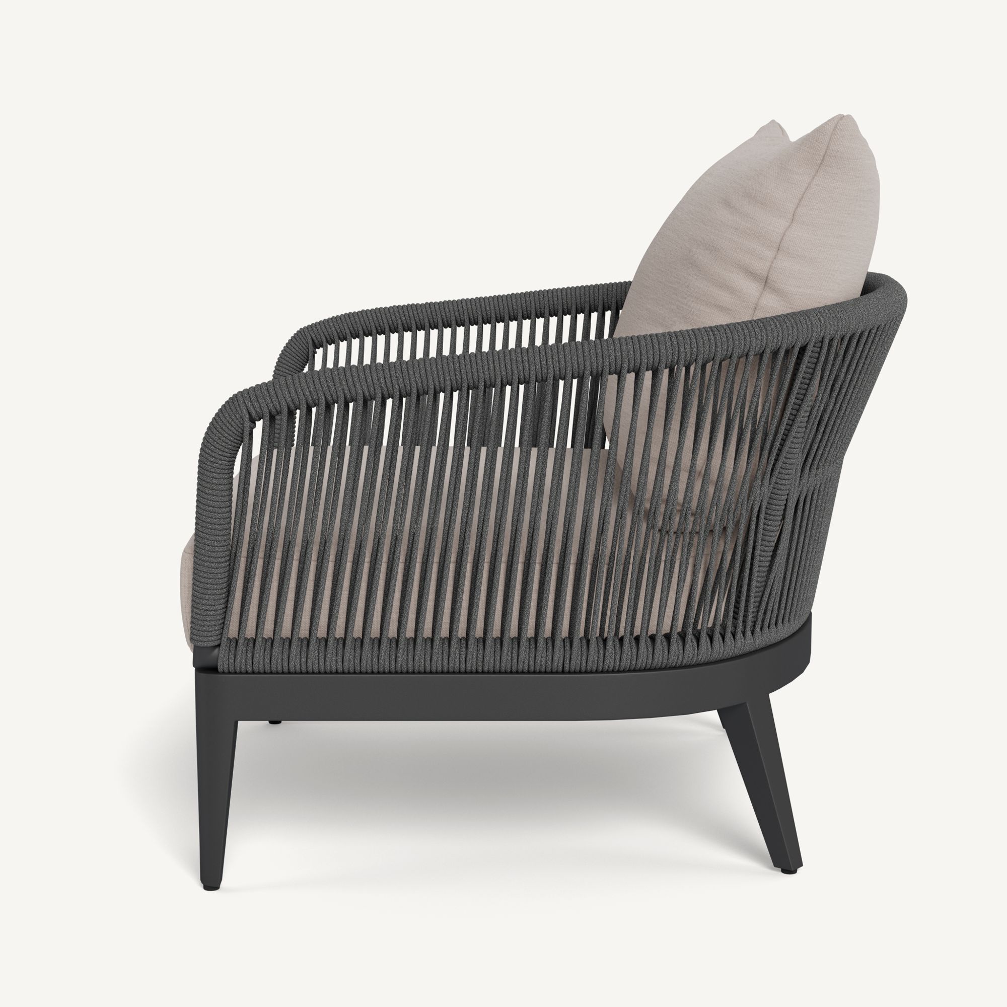 Harbour Hamilton Lounge Chair - Aluminum Asteroid / Panama Marble / Rope Dark Gray